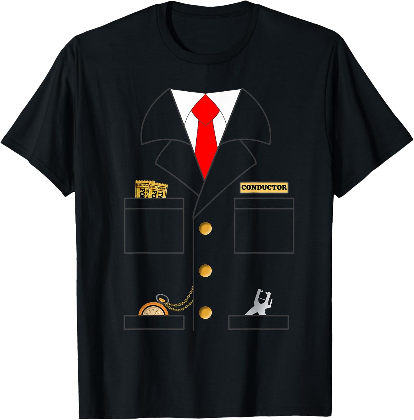Train Conductor Shirt Costume | Adults | Kids T-Shirt - T-Shirt | Black