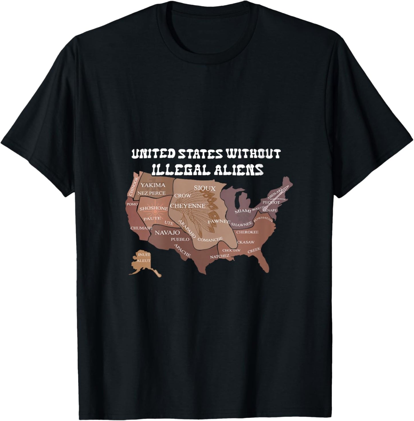 United States Without Illegal Aliens USA Map Funny Quotes V-Neck T-Shirt - T-Shirt | Black