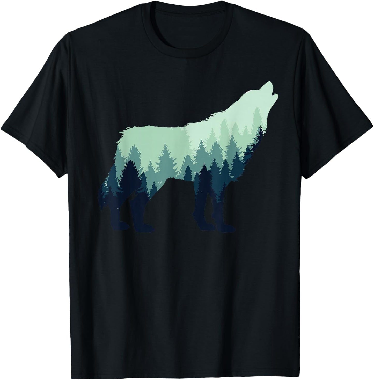 Wolf Nature Outdoor Forest Camping Hiking Gift T-Shirt - T-Shirt | Black