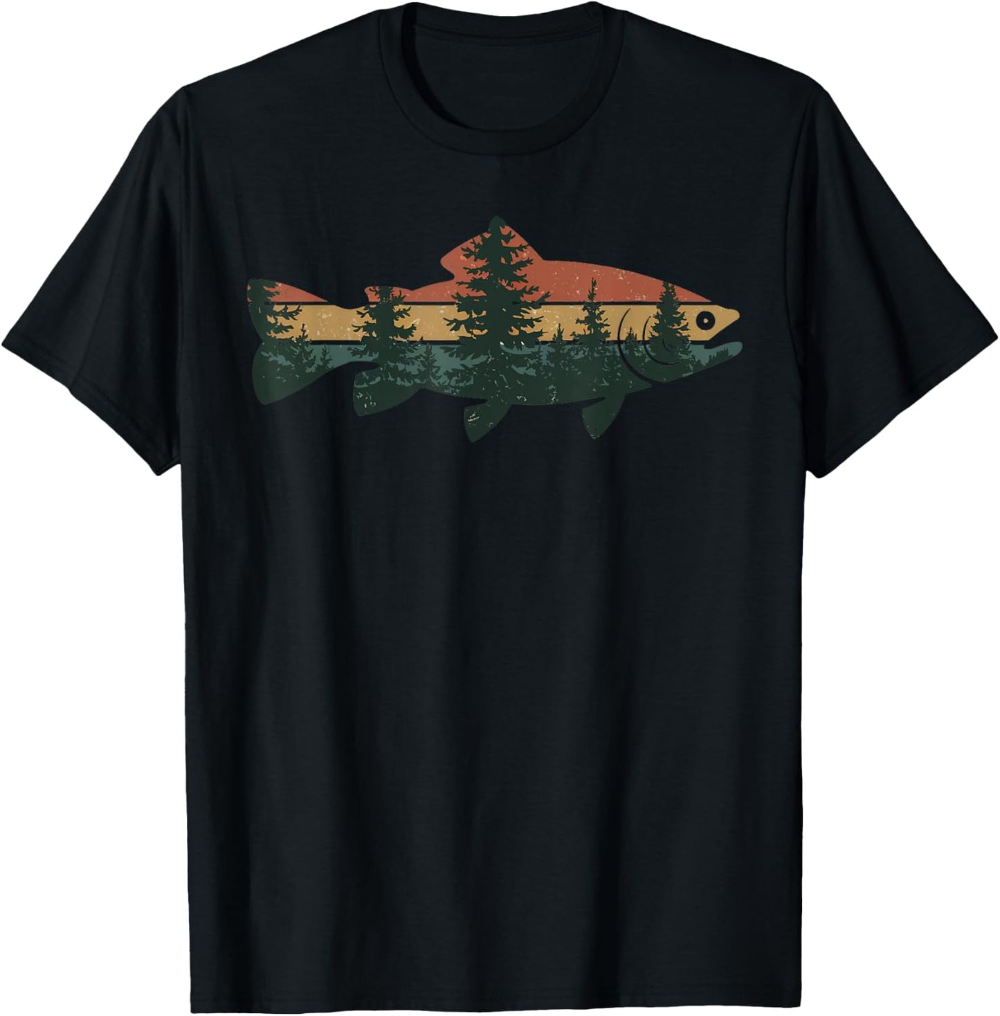 Outdoor Camping Forest Nature Wildlife Fisherman Fishing T-Shirt - T-Shirt | Black