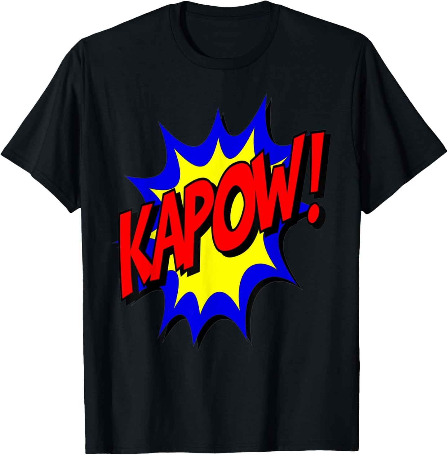 KAPOW! Action Super Hero Retro Comic Book Bubble Superhero T-Shirt - T-Shirt | Black