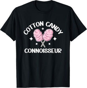 Cotton Candy Connoisseur Fun Sweet Treat Foodie Lover T-Shirt - T-Shirt | Black