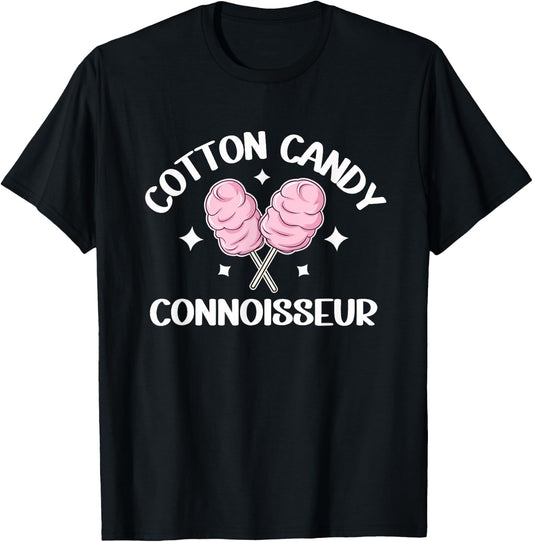 Cotton Candy Connoisseur Fun Sweet Treat Foodie Lover T-Shirt - T-Shirt | Black