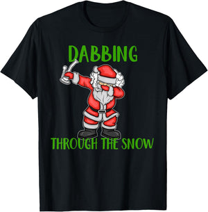 Dabbing Through The Snow Santa Marijuana Dab Rig T-Shirt - T-Shirt | Black