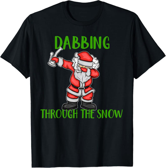 Dabbing Through The Snow Santa Marijuana Dab Rig T-Shirt - T-Shirt | Black