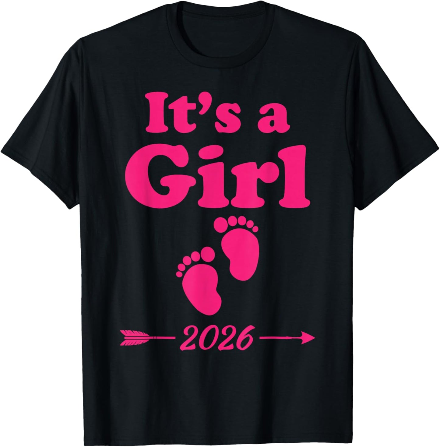 Team Girl It's A Girl Baby Announcement Gender Reveal 2026 T-Shirt - T-Shirt | Black