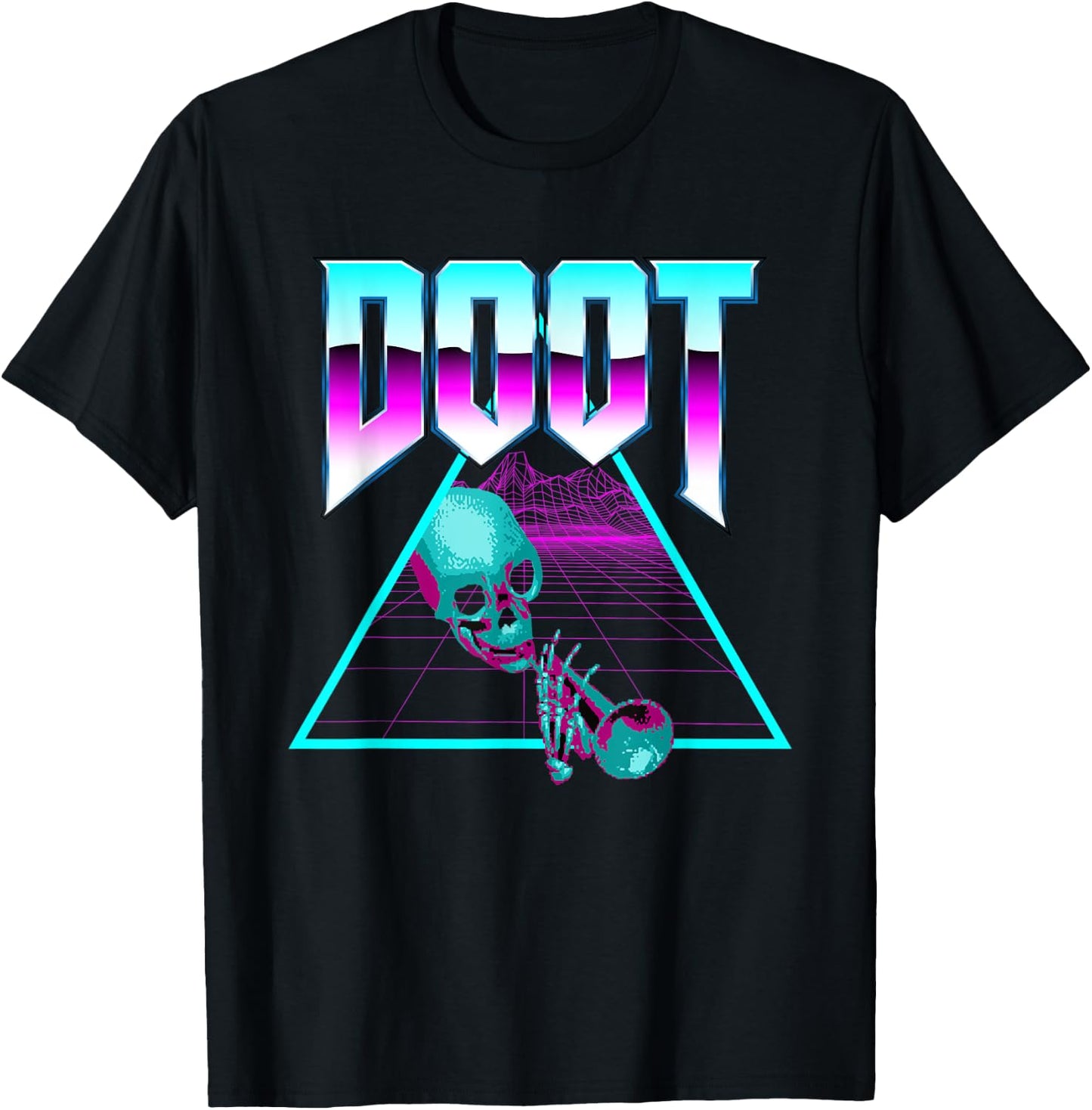 Doot Doot Mr Skeltal Synthwave Streetwear T-Shirt - T-Shirt | Black