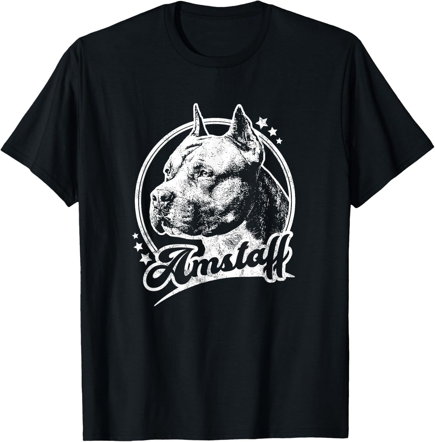 Amstaff Dog Retro Style T-Shirt - T-Shirt | Black
