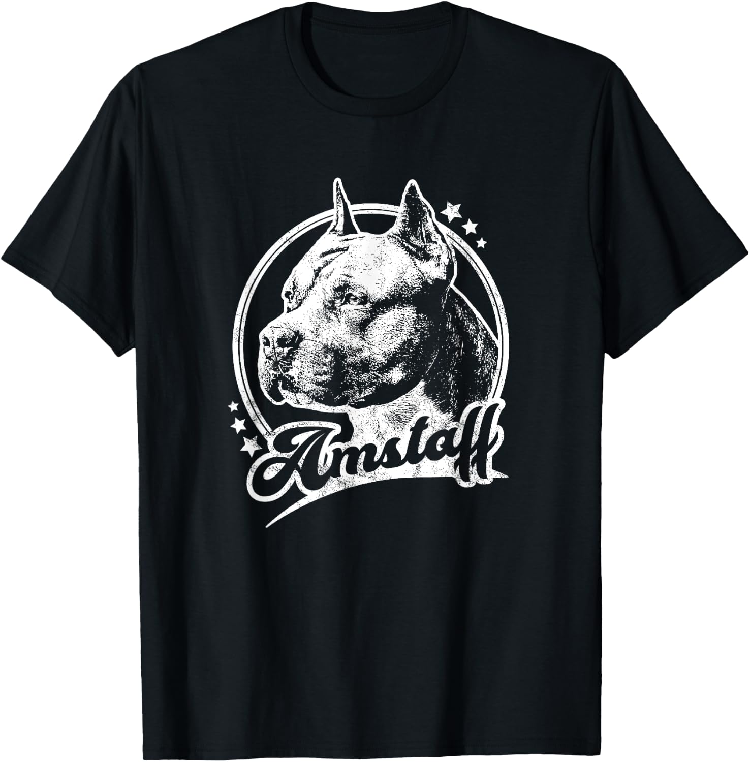 Amstaff Dog Retro Style T-Shirt - T-Shirt | Black