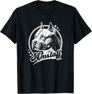 Amstaff Dog Retro Style T-Shirt - T-Shirt | Black