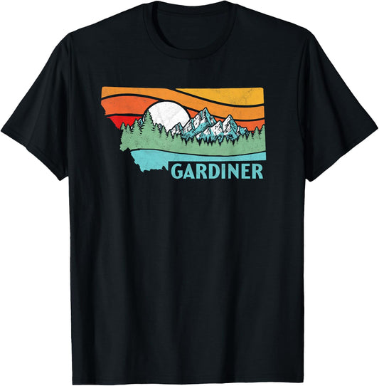 Gardiner Montana Outdoors Retro Mountains & Nature T-Shirt - T-Shirt | Black
