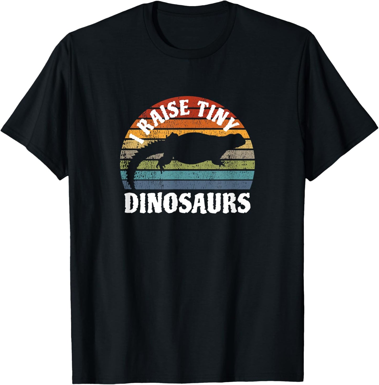 I Raise Tiny Dinosaurs I Uromastyx Agame Colorful Retro T-Shirt - T-Shirt | Black
