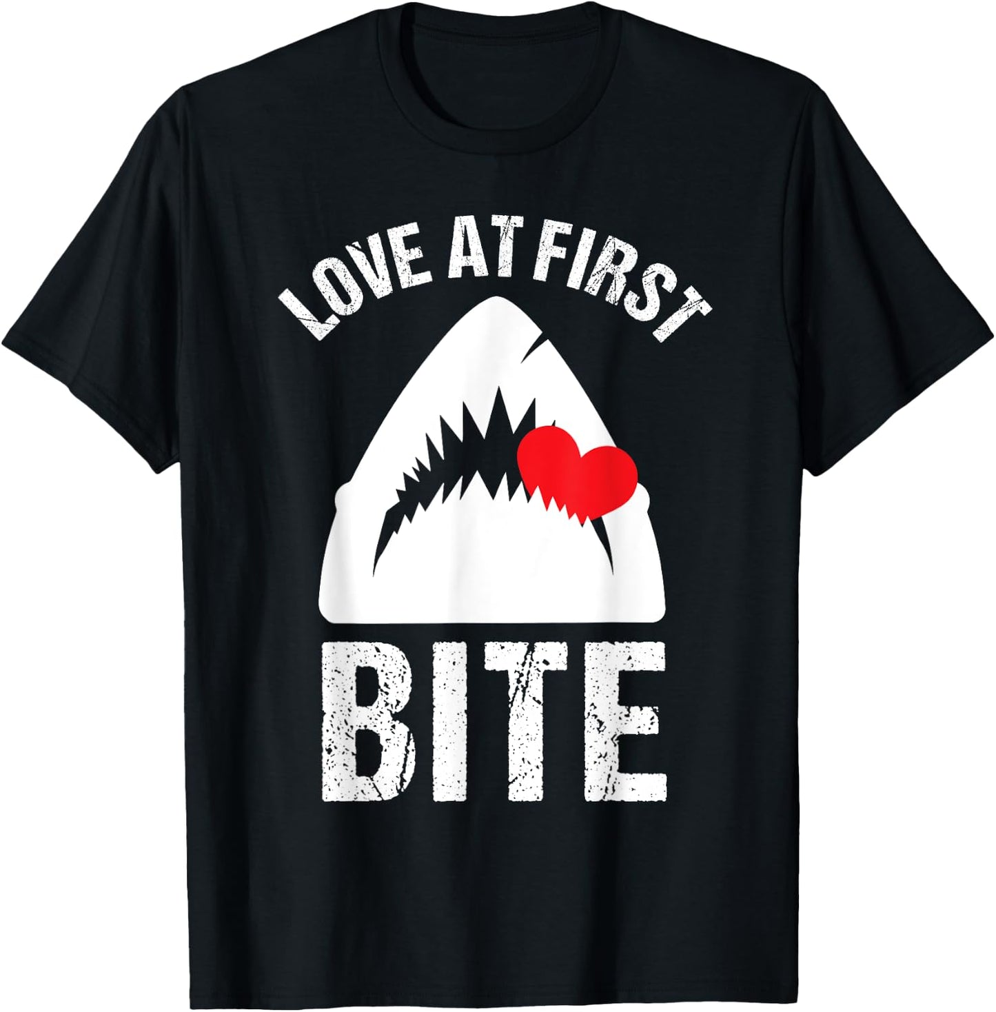 Valentines Shirt for Boys Funny Shark Quote Love Bite T-Shirt - T-Shirt | Black