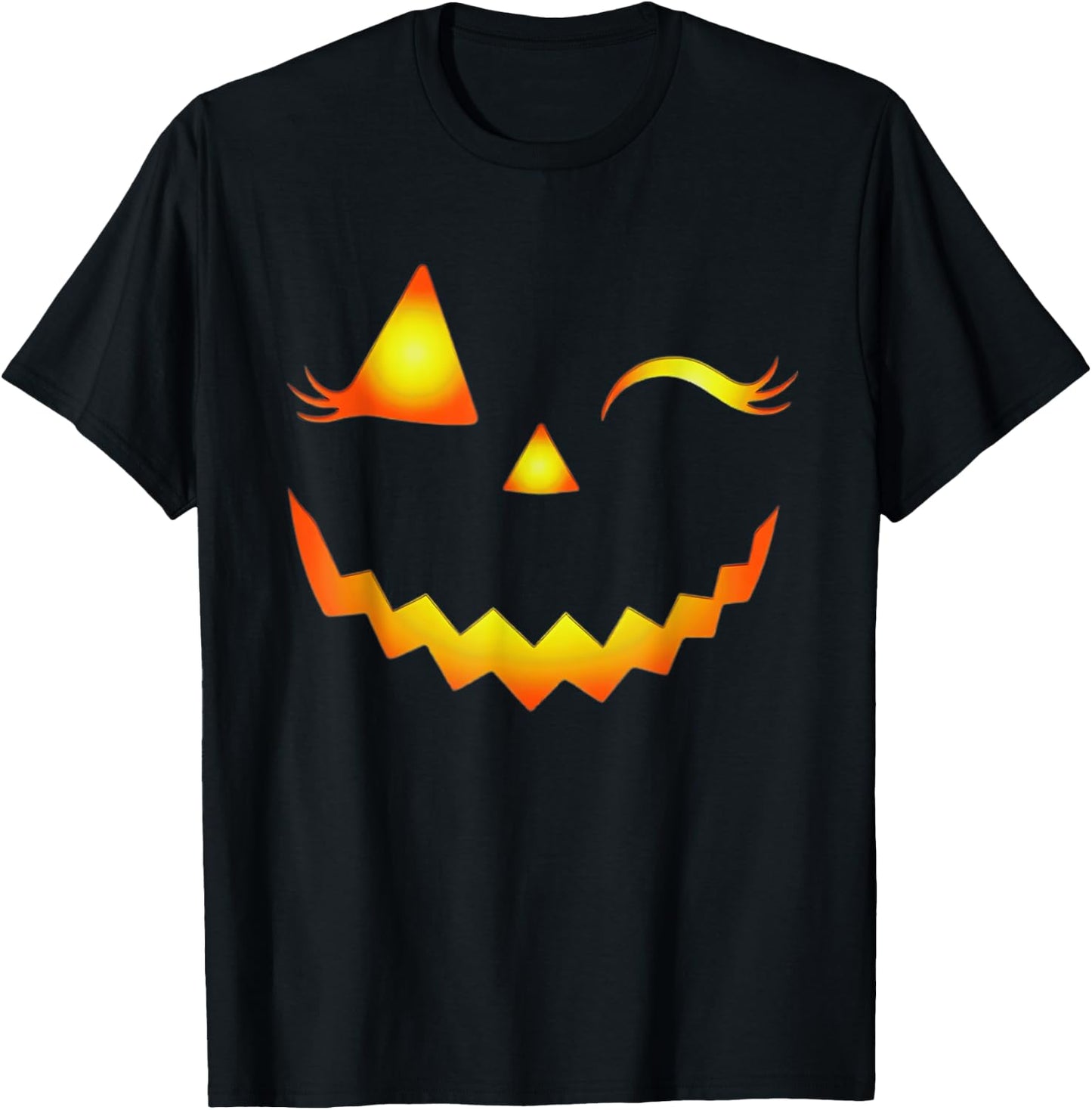 Jack O Lantern Face Pumpkin Eyelashes Hallowen Costume T-Shirt - T-Shirt | Black