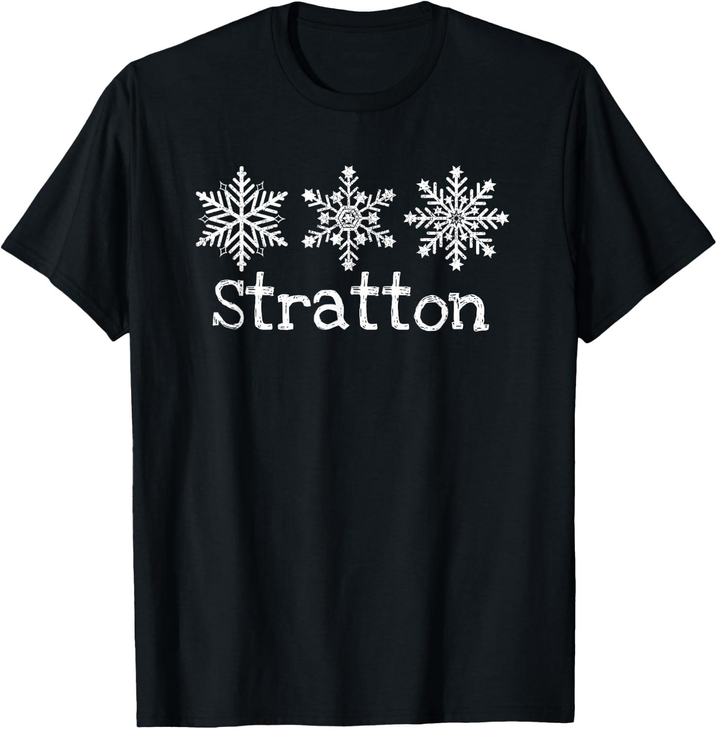 Stratton Mountain Vermont Ski Skier Skiing Rustic Snowflakes T-Shirt - T-Shirt | Black