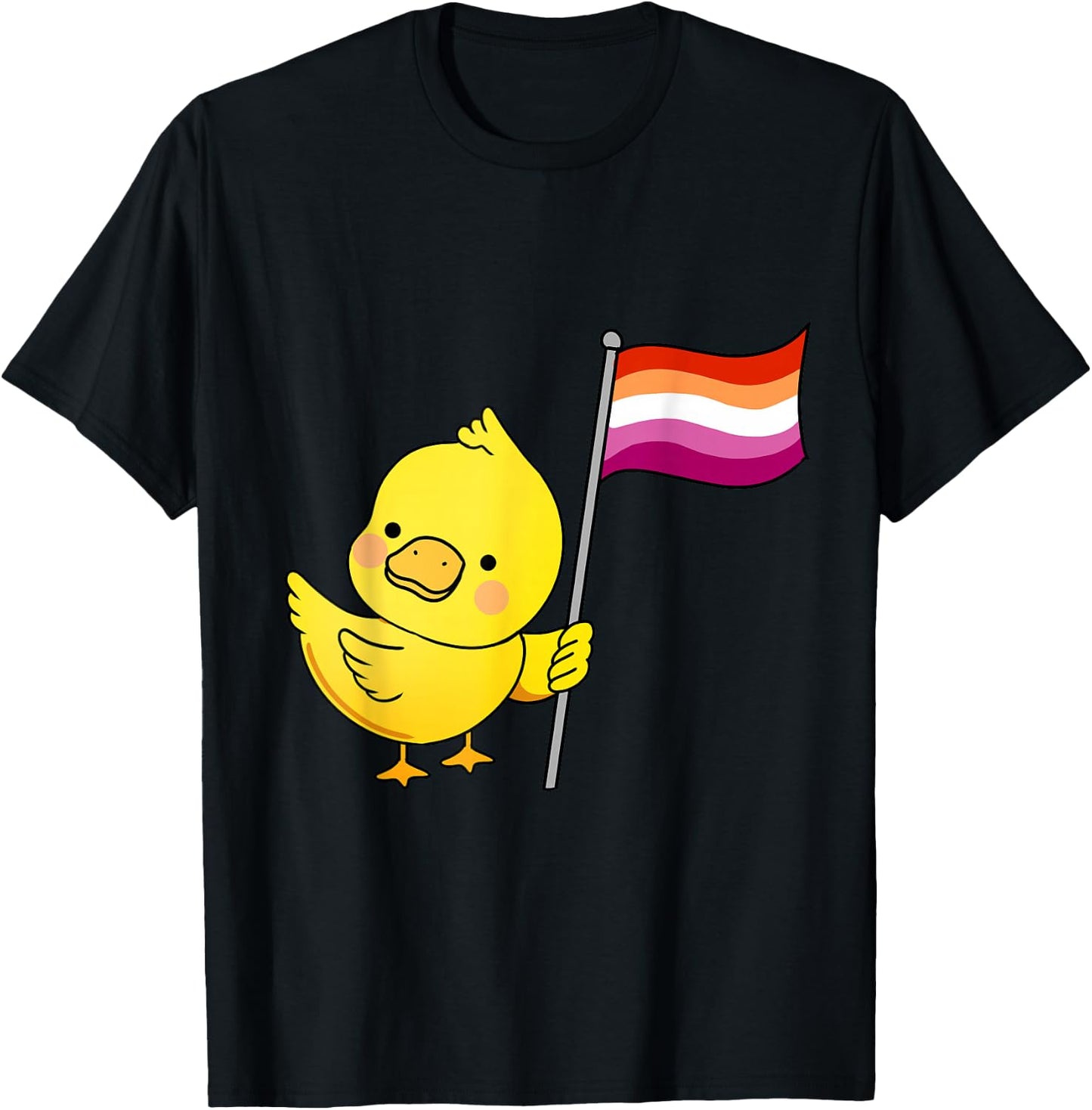 Lesbian Duck Orange Pink Lesbian Pride T-Shirt - T-Shirt | Black