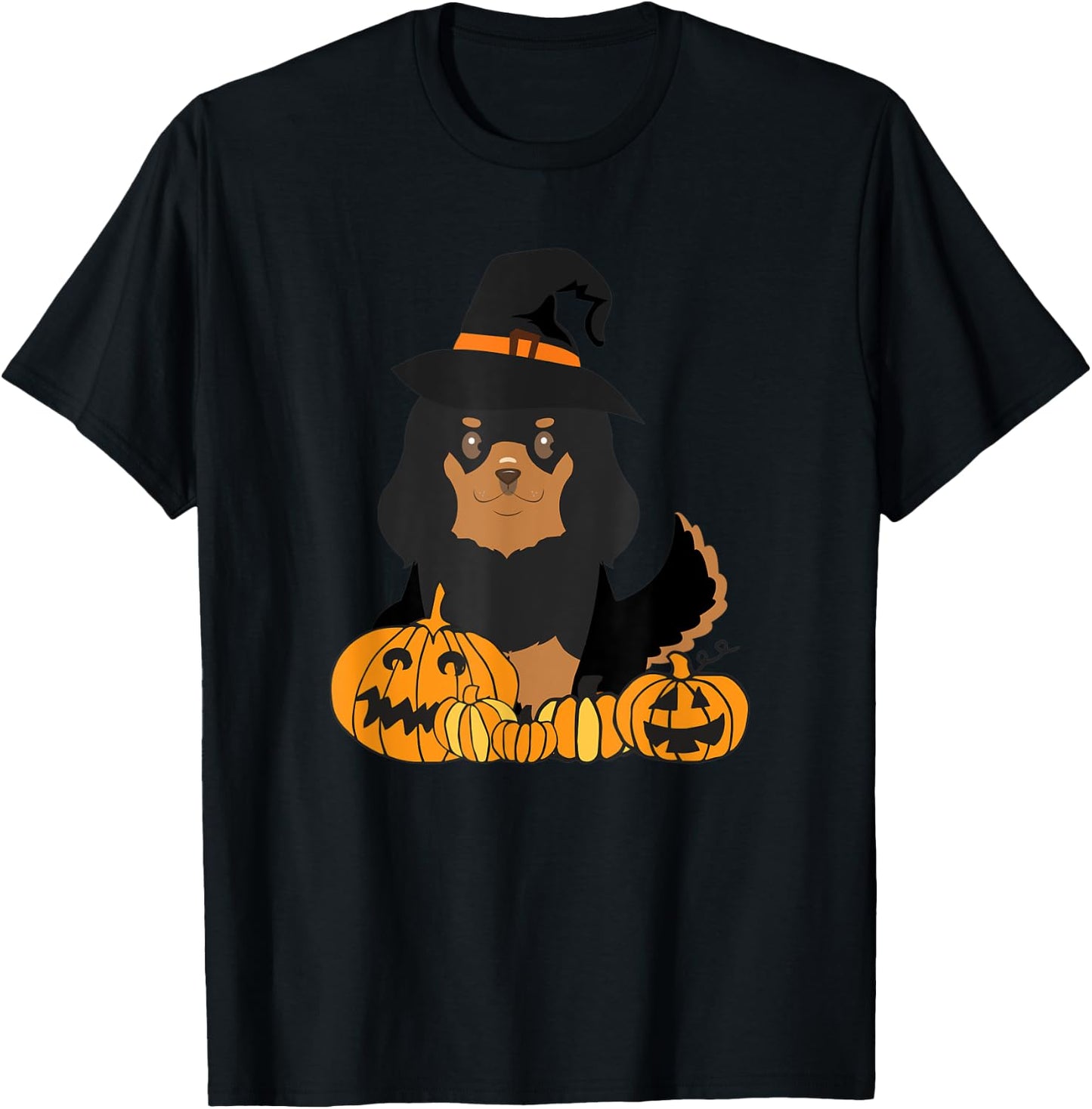 Black Tan Cavalier King Charles Spaniel Dog Halloween T-Shirt - T-Shirt | Black