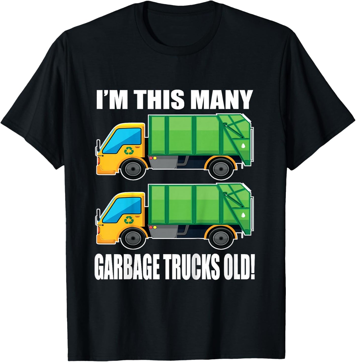 2 Year Old Garbage Truck 2nd Birthday Shirt for Toddler Boy T-Shirt - T-Shirt | Black