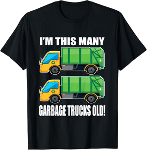 2 Year Old Garbage Truck 2nd Birthday Shirt for Toddler Boy T-Shirt - T-Shirt | Black