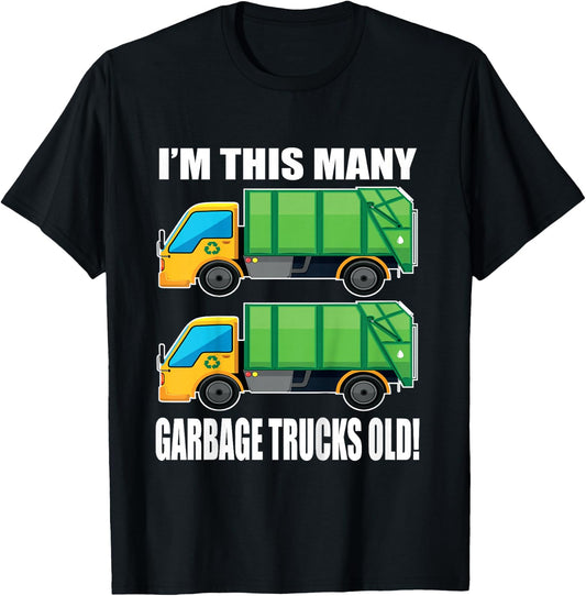 2 Year Old Garbage Truck 2nd Birthday Shirt for Toddler Boy T-Shirt - T-Shirt | Black