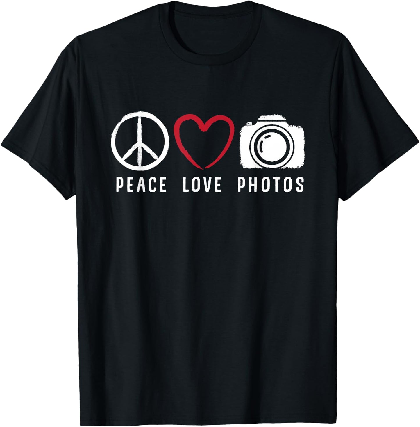 Photography Lover Peace Love Photos Camera Photographer T-Shirt - T-Shirt | Black