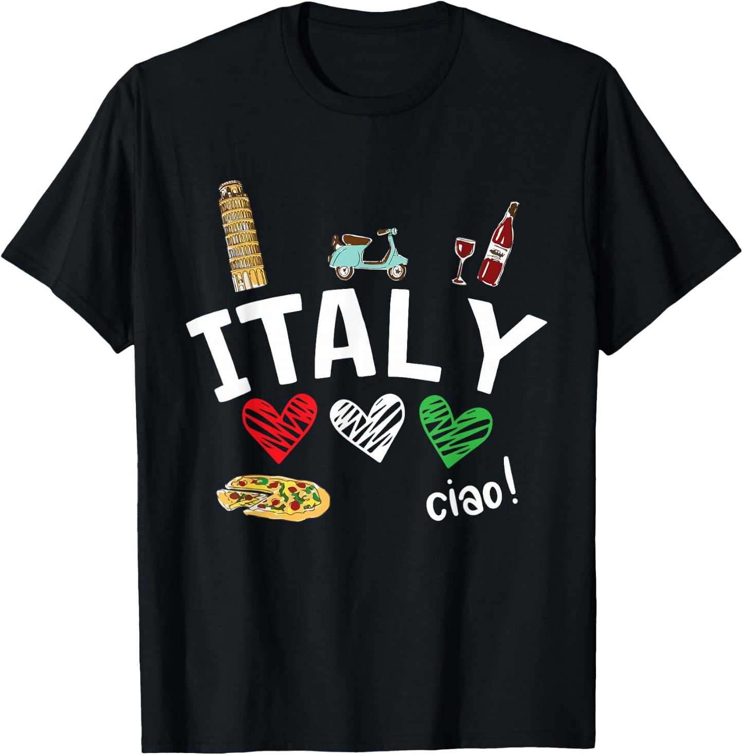 Love Italy and Everything Italian Culture Gift T-Shirt - T-Shirt | Black