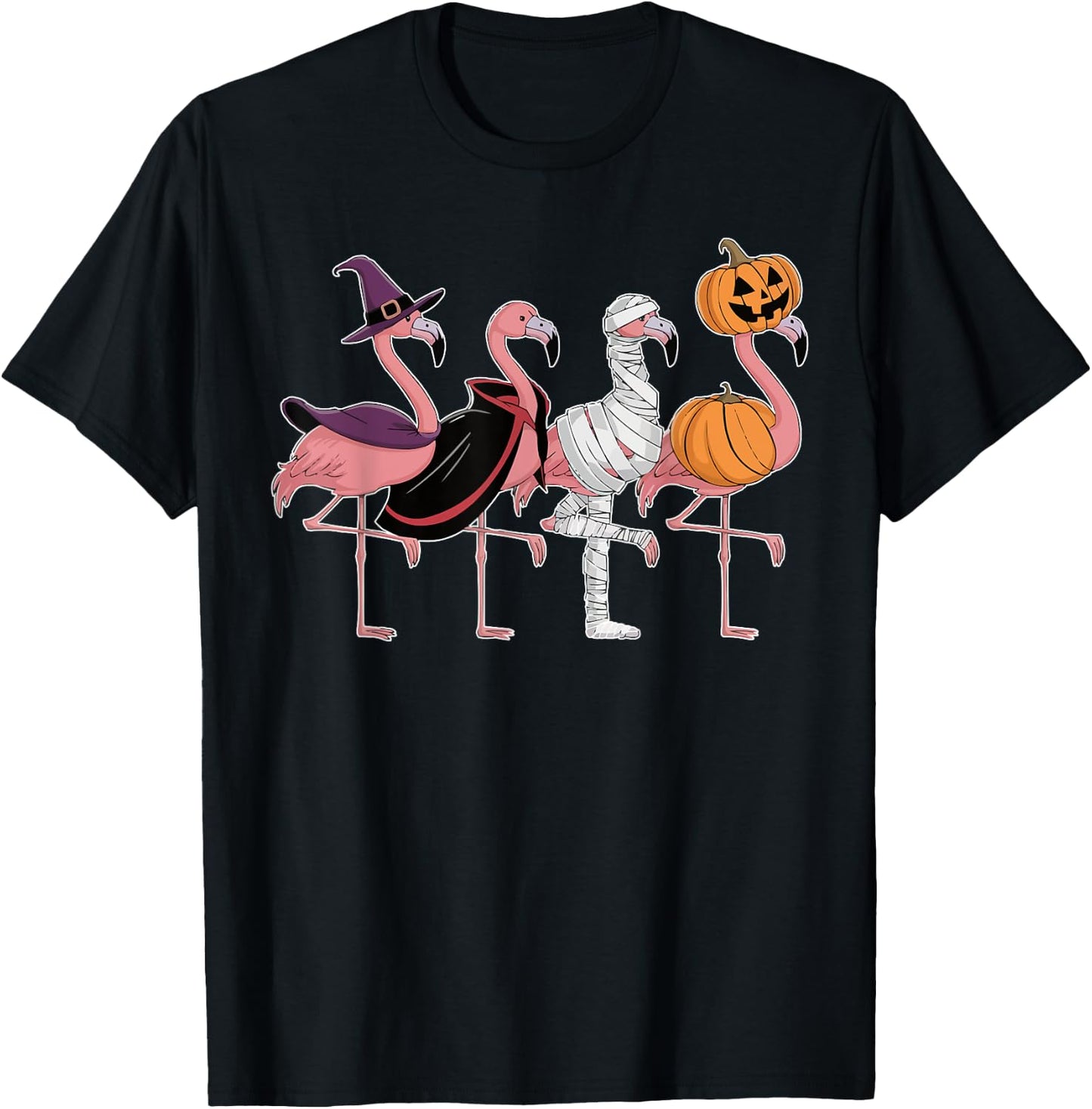 Flamingo Halloween Spooky Wading Bird Scary Trick Or Treat T-Shirt - T-Shirt | Black