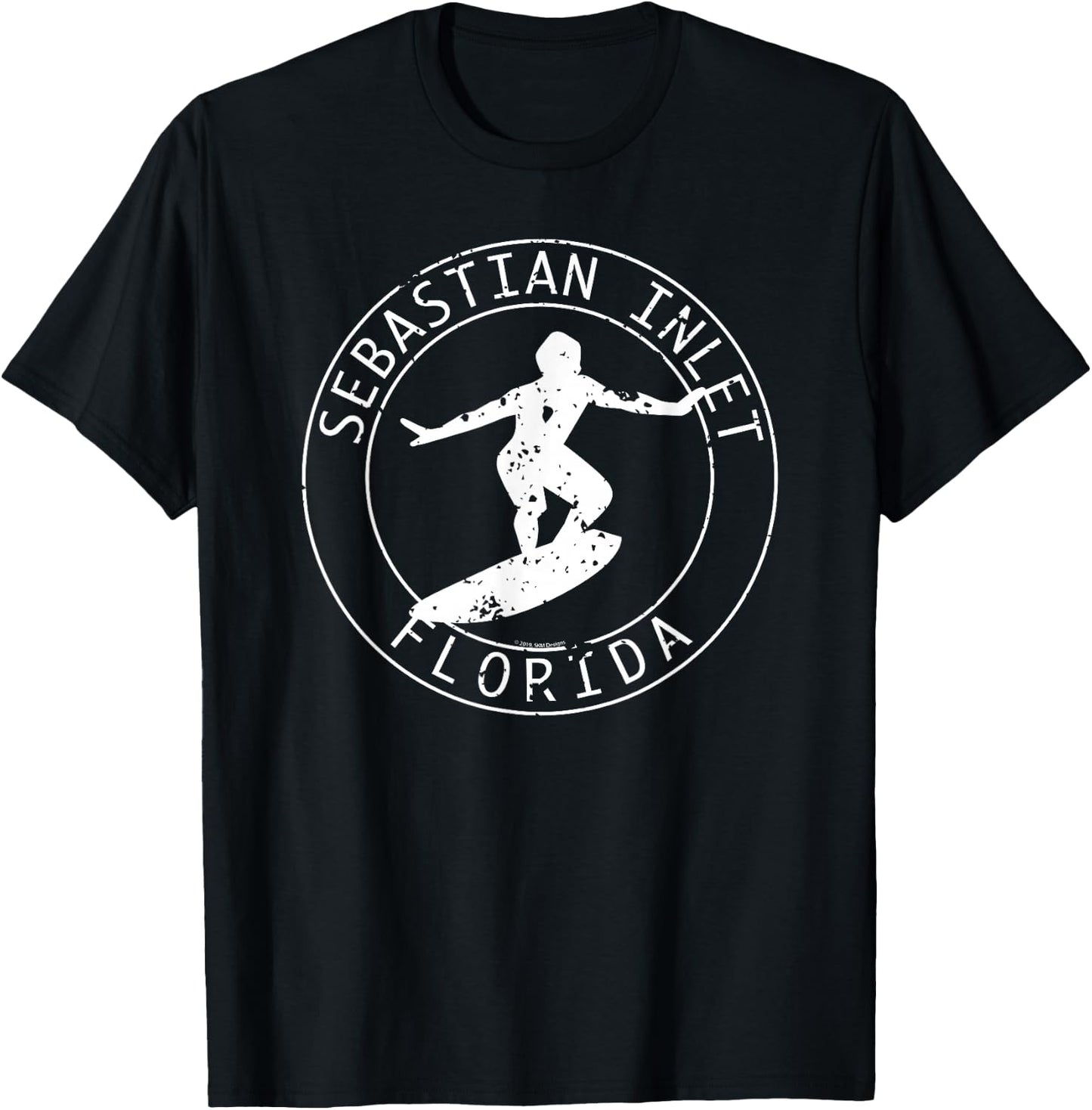 Sebastian Inlet Florida Vintage Surfer T-Shirt - T-Shirt | Black