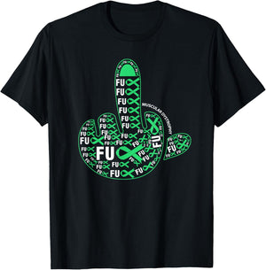 Fuck MUSCULAR DYSTROPHY Middle finger ribbon T-Shirt - T-Shirt | Black