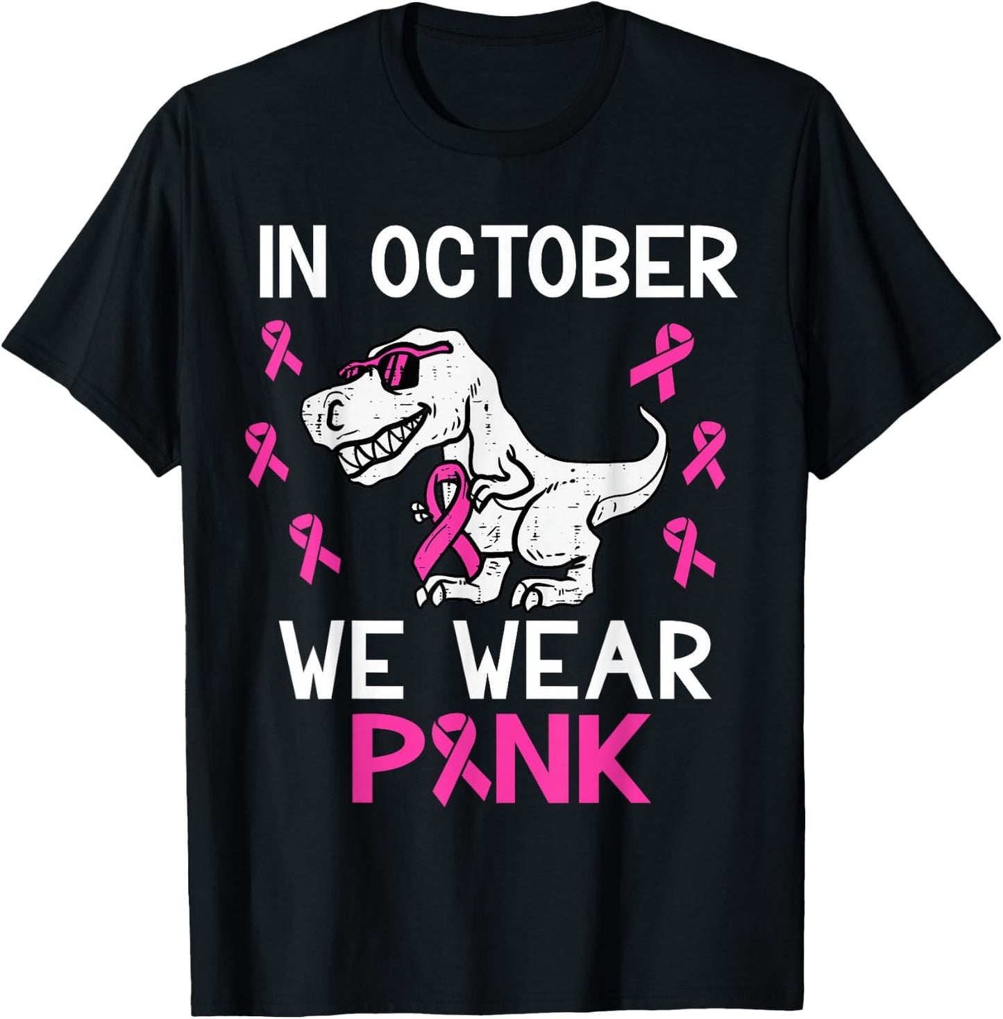 In October We Wear Pink Toddler Kids Breast Cancer Awareness T-Shirt - T-Shirt | Black