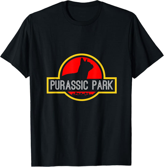 Purassic Park Cat Shirt - Funny for Dinosaur Lovers T-Shirt - T-Shirt | Black