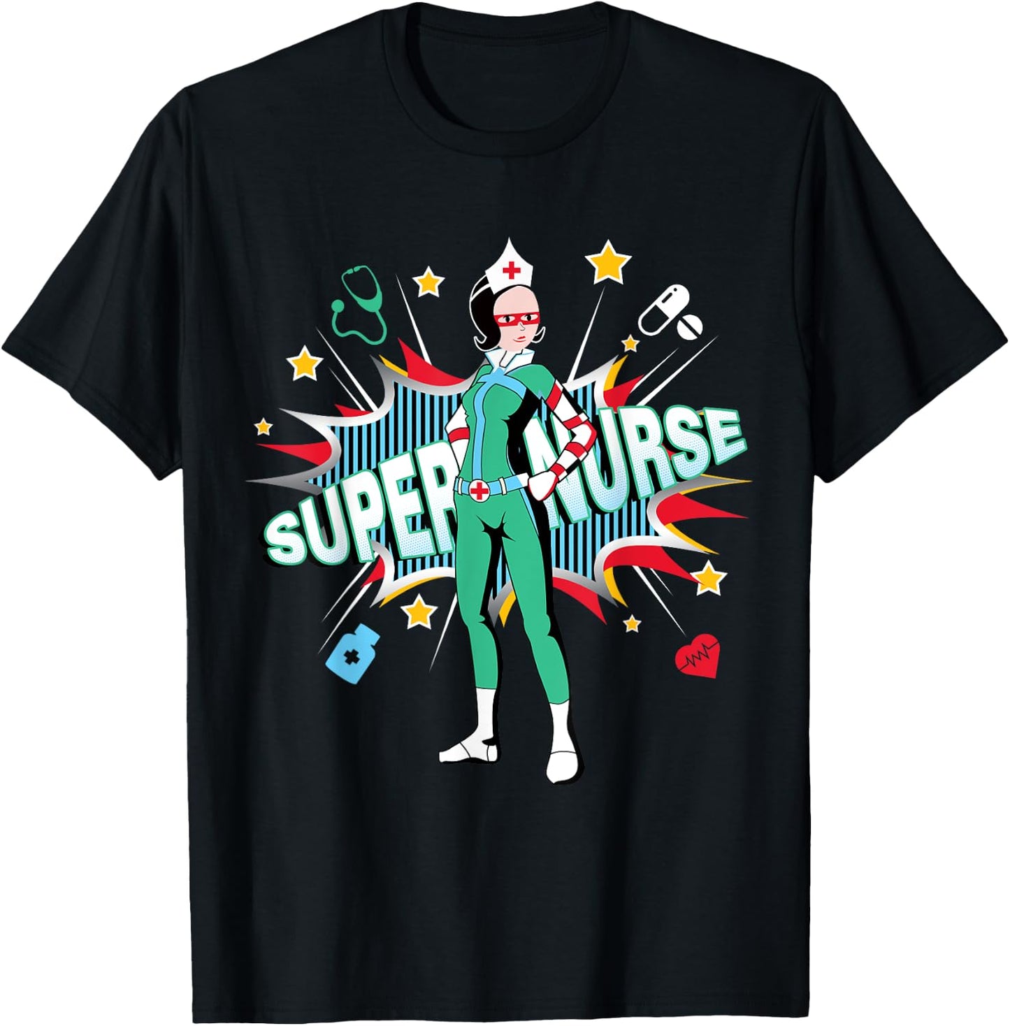 Super Nurse Shirt Best Superhero Funny RN Nurse T-Shirt - T-Shirt | Black