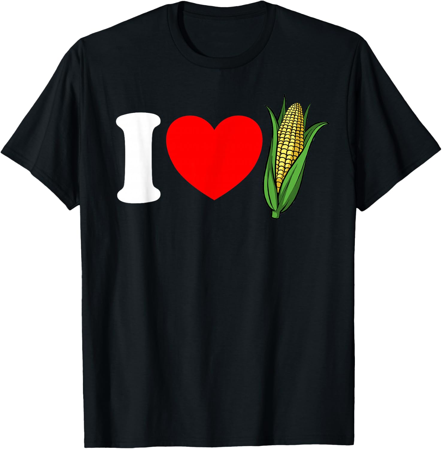 I Love Corn Red Heart Funny Corn Lover I Love Corn T-Shirt - T-Shirt | Black