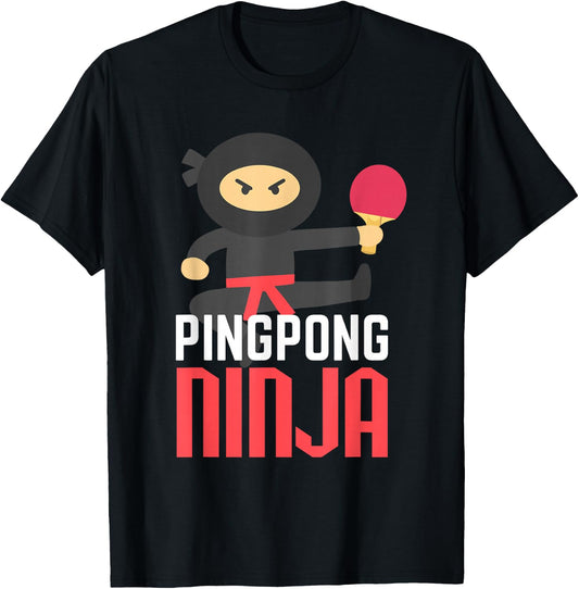 Funny Ping Pong Ninja Shirt Table Tennis T-Shirt - T-Shirt | Black