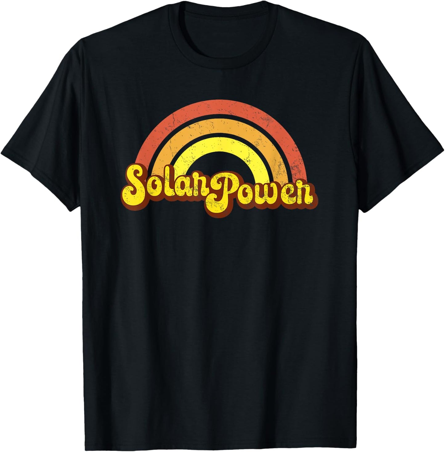 Rainbow Solar Power - Yellow Retro, Hippy, Hippie T-Shirt - T-Shirt | Black