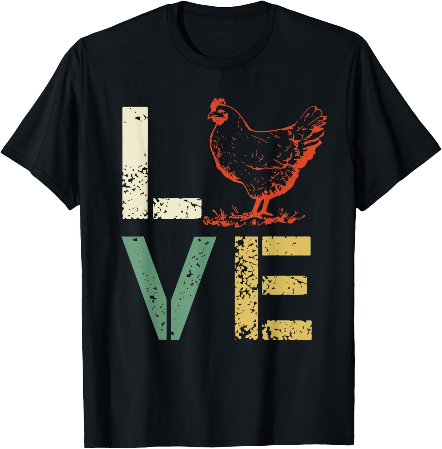 Vintage Chicken - LOVE Poultry Farmer Shirt Gift T-Shirt - T-Shirt | Black