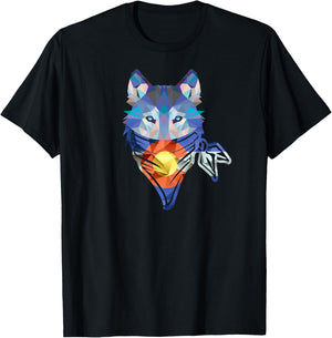 Colorado State Flag Wolf Dog Geometric Colorado Flag Version T-Shirt - T-Shirt | Black