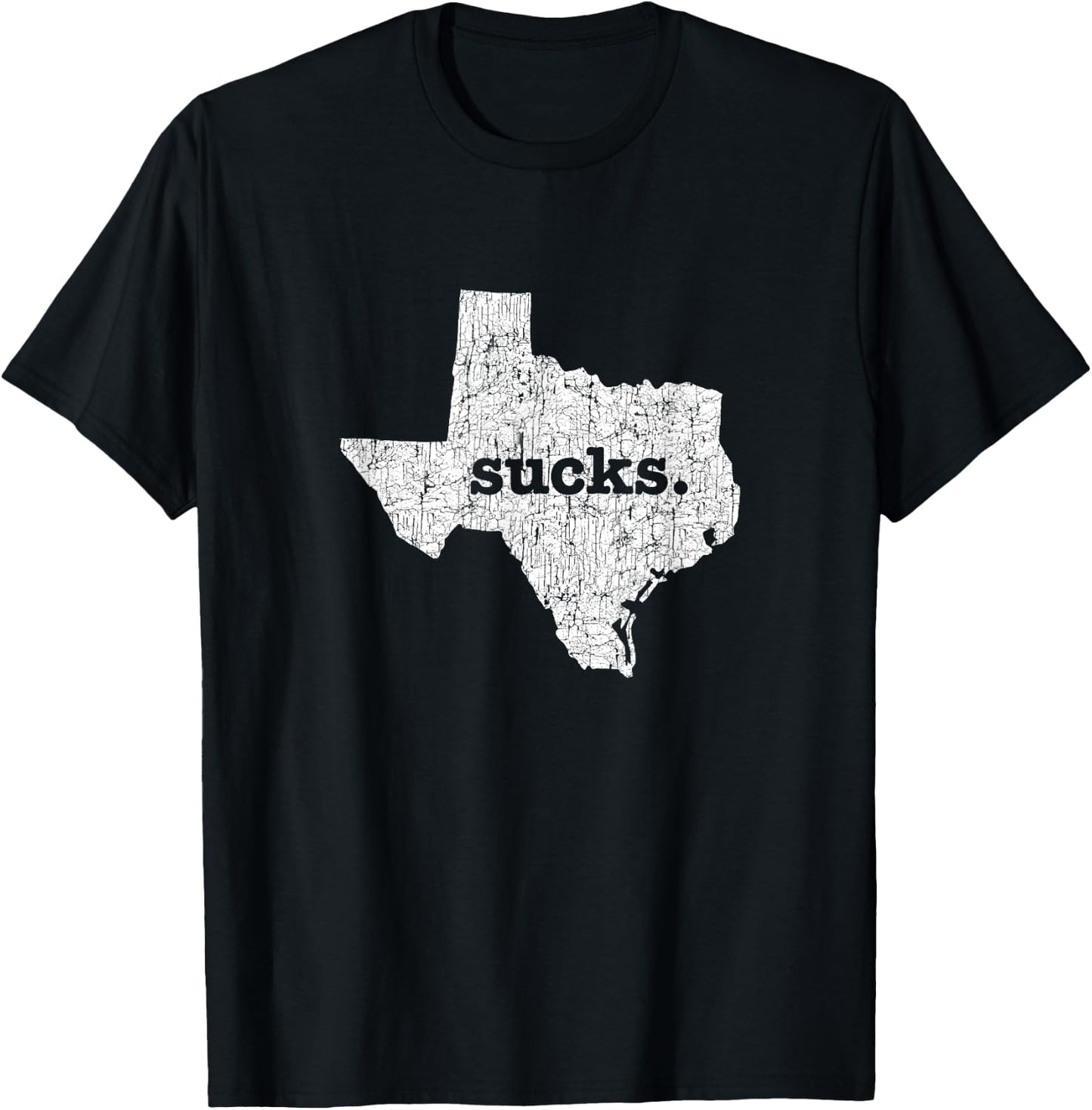 Texas Sucks Funny Retro Style Gag Gift Novelty Graphic T-Shirt - T-Shirt | Black