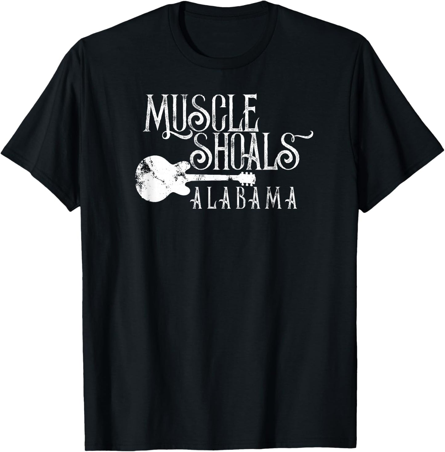 Muscle Shoals Alabama with Guitar Swampy Soul Music Fans T-Shirt - T-Shirt | Black