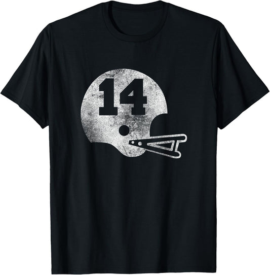 Vintage Football Jersey Number 14 Player Number T-Shirt - T-Shirt | Black