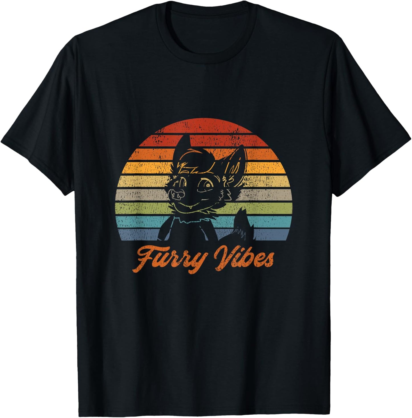 Retro Furry Fandom Furry Vibes - Cute OwO Fursuit T-Shirt - T-Shirt | Black
