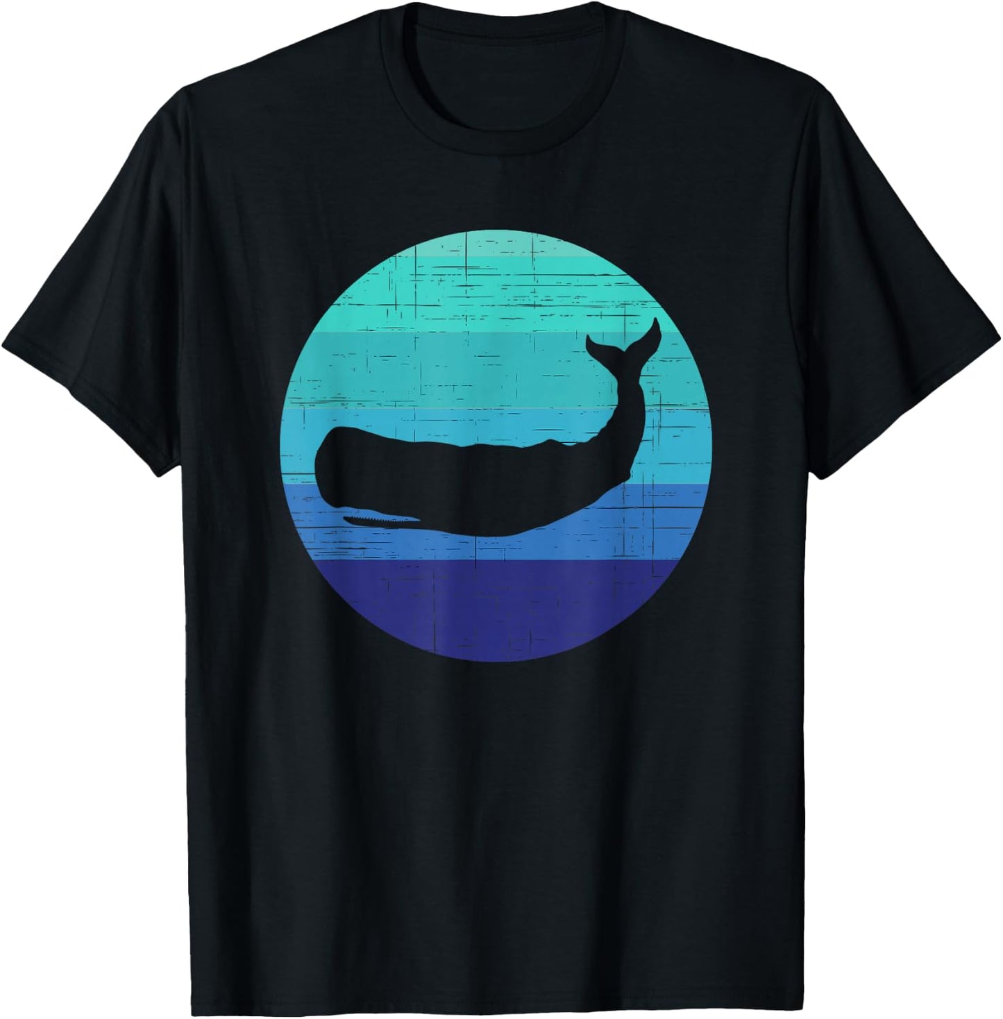 Retro Sunset Sperm Whale Silhouette T-Shirt - T-Shirt | Black