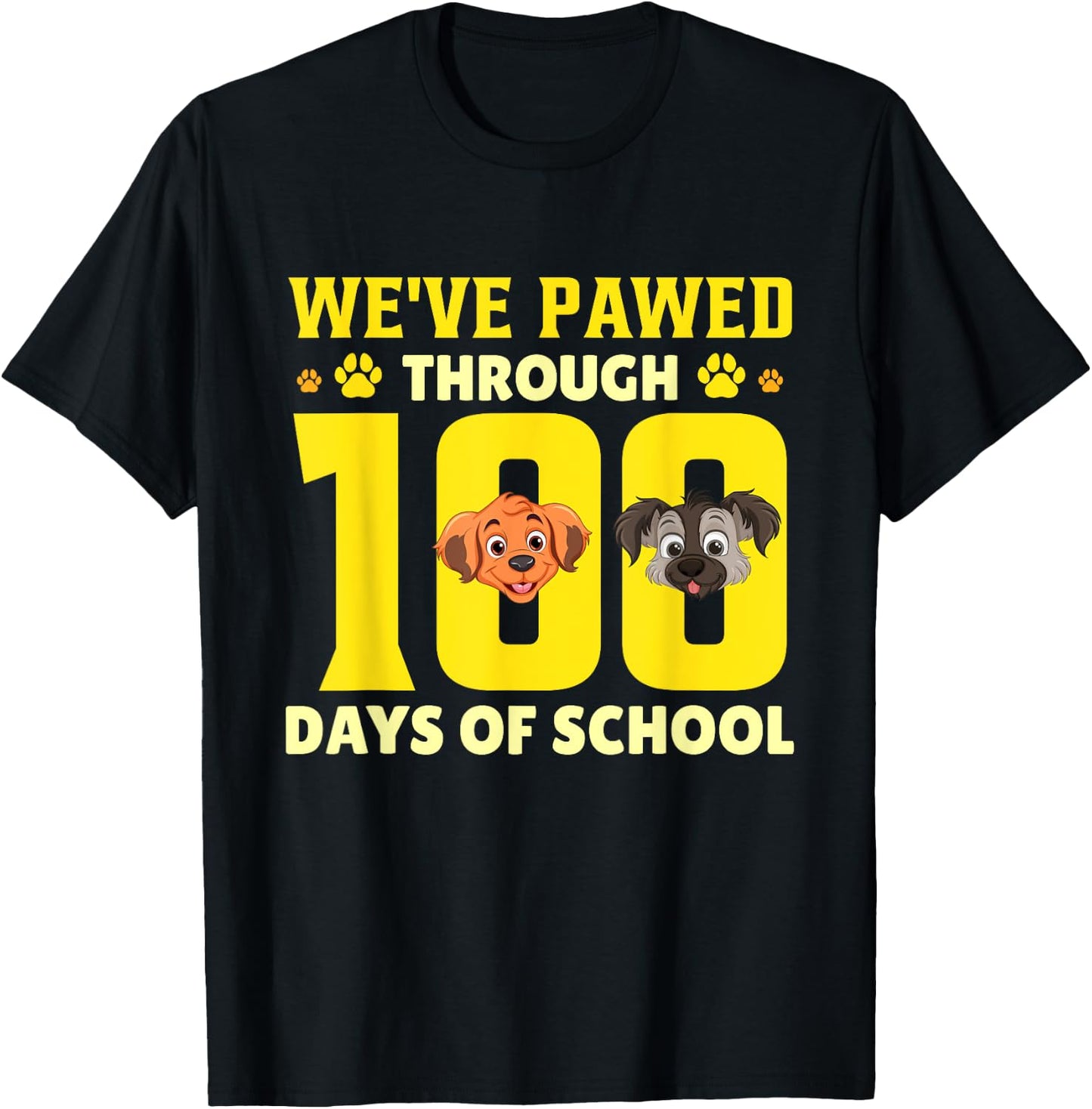 We've Pawed Through 100 Days Of School Dog T-Shirt - T-Shirt | Black