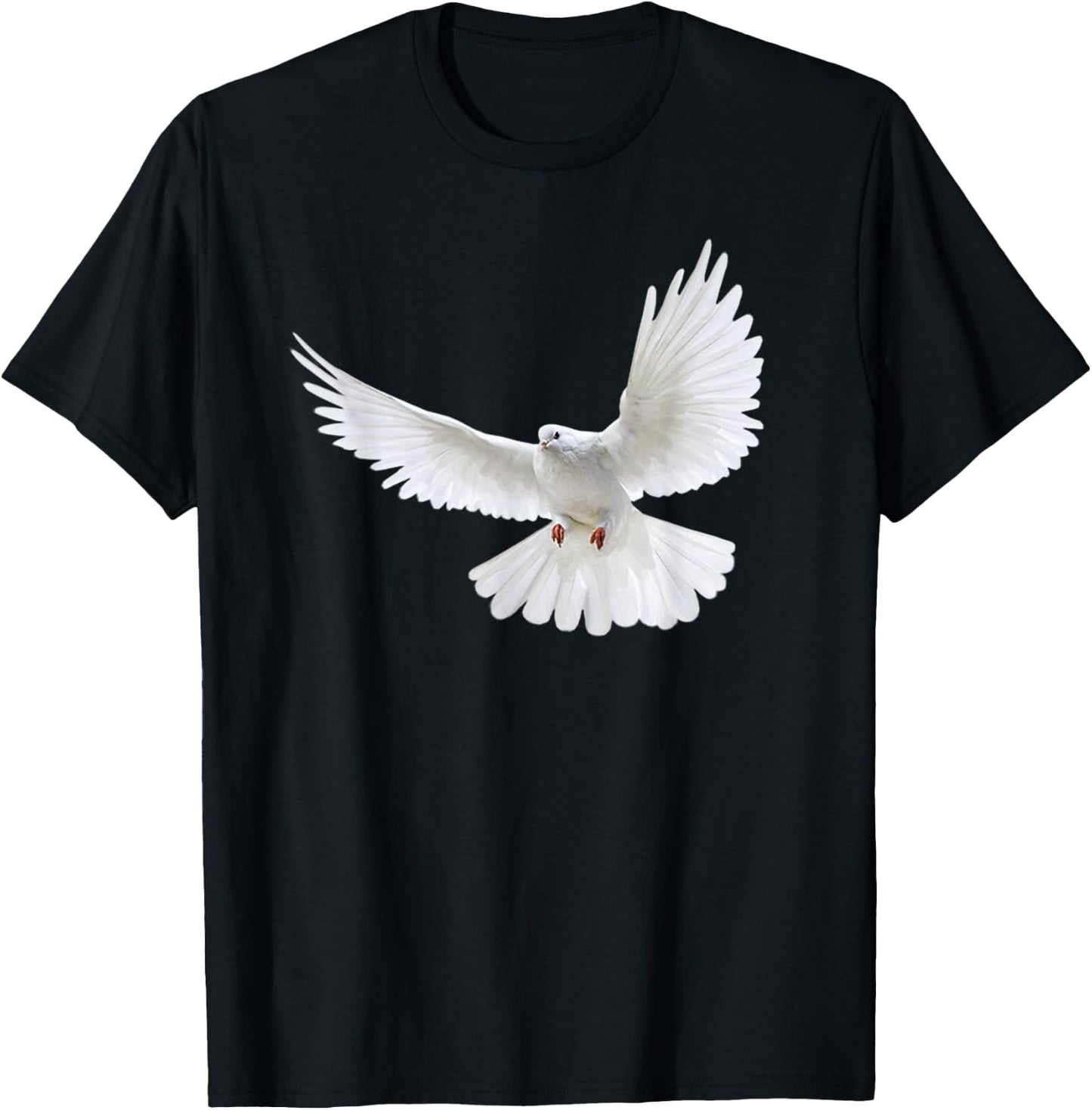 Beautiful Flying Peaceful White Dove Photo Portrait T-Shirt - T-Shirt | Black
