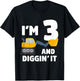 Kids Construction Truck 3rd Birthday Boy Excavator 3 Digger T-Shirt - T-Shirt | Black
