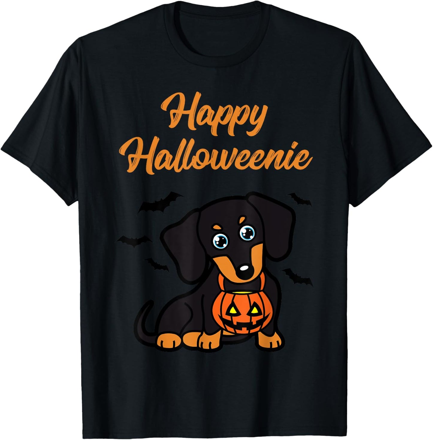 Happy Halloweenie Dachshund Dog Halloween Women Kids T-Shirt - T-Shirt | Black