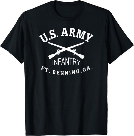 Fort Benning WWII Inspired Vintage Infantry Small T-Shirt - T-Shirt | Black