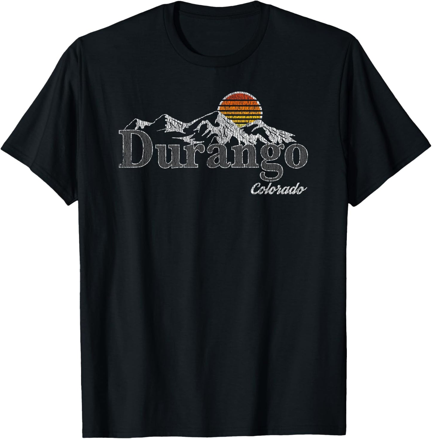 Retro Durango Colorado Mountain T-Shirt - T-Shirt | Black