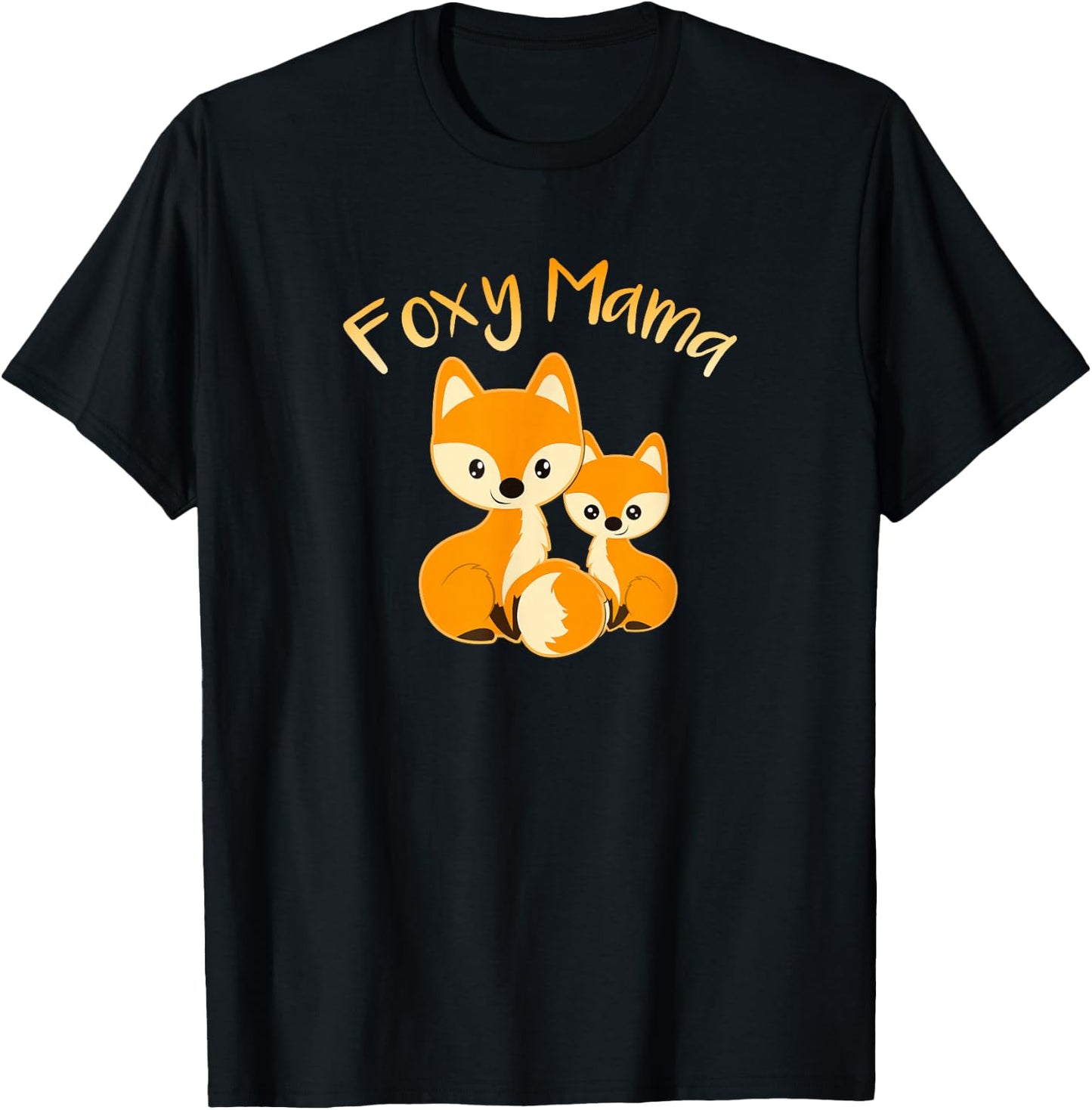 Foxy Mama Funny Mom Quote Mother Daughter Foxes Cute Graphic T-Shirt - T-Shirt | Black