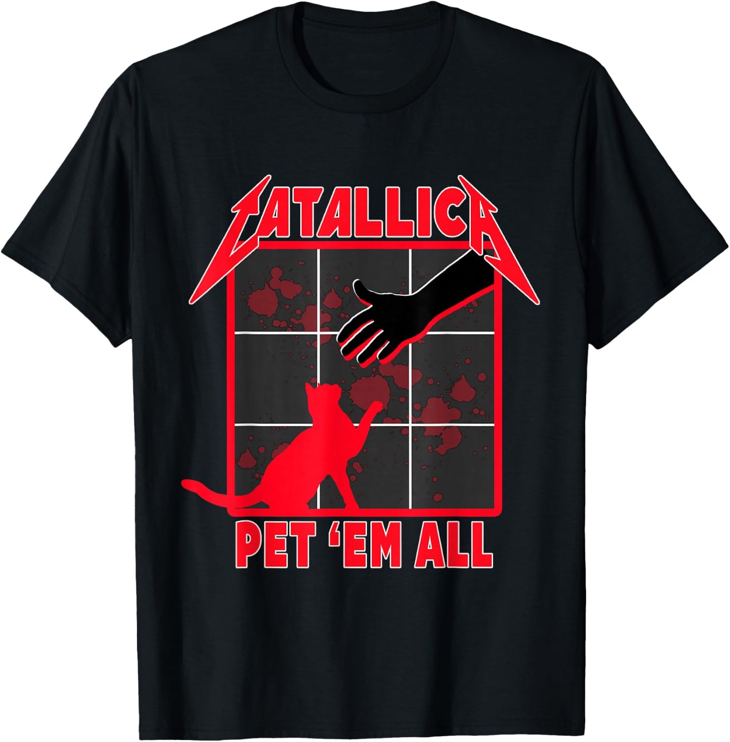 Catallica - Pet 'Em All funny cat T-Shirt - T-Shirt | Black